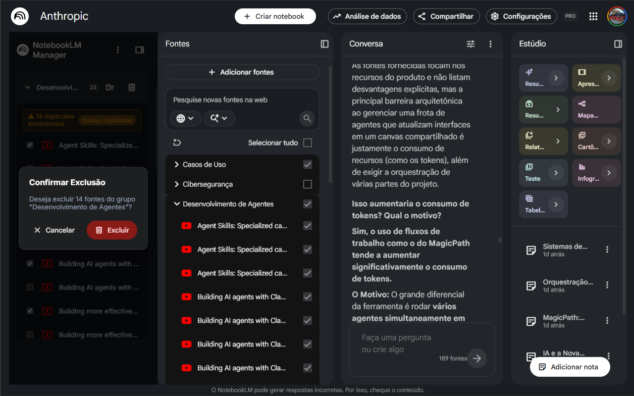Janela Confirmar Exclusão com botões Cancelar e Excluir